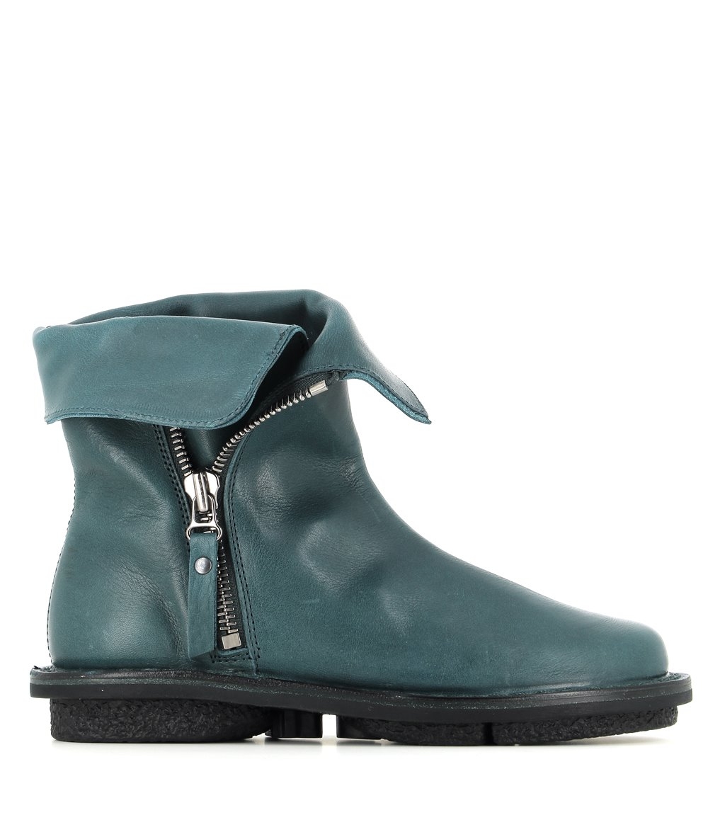 Boots turquoise Trippen Deer f petrol en cuir écologique