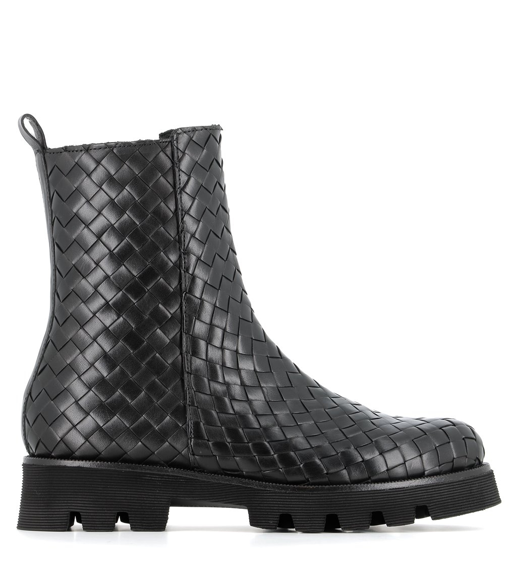 Woven leather sales booties