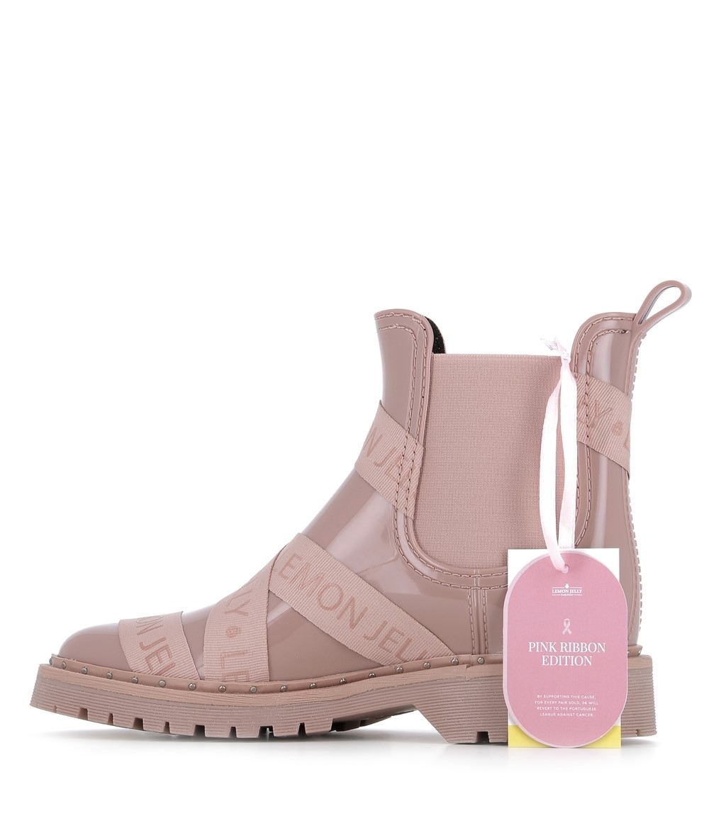 Pink ribbon rain boots sales