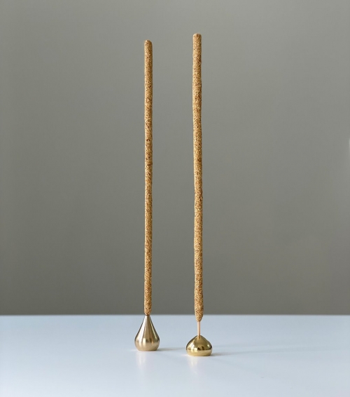 gold brass water drop incense holder - medium