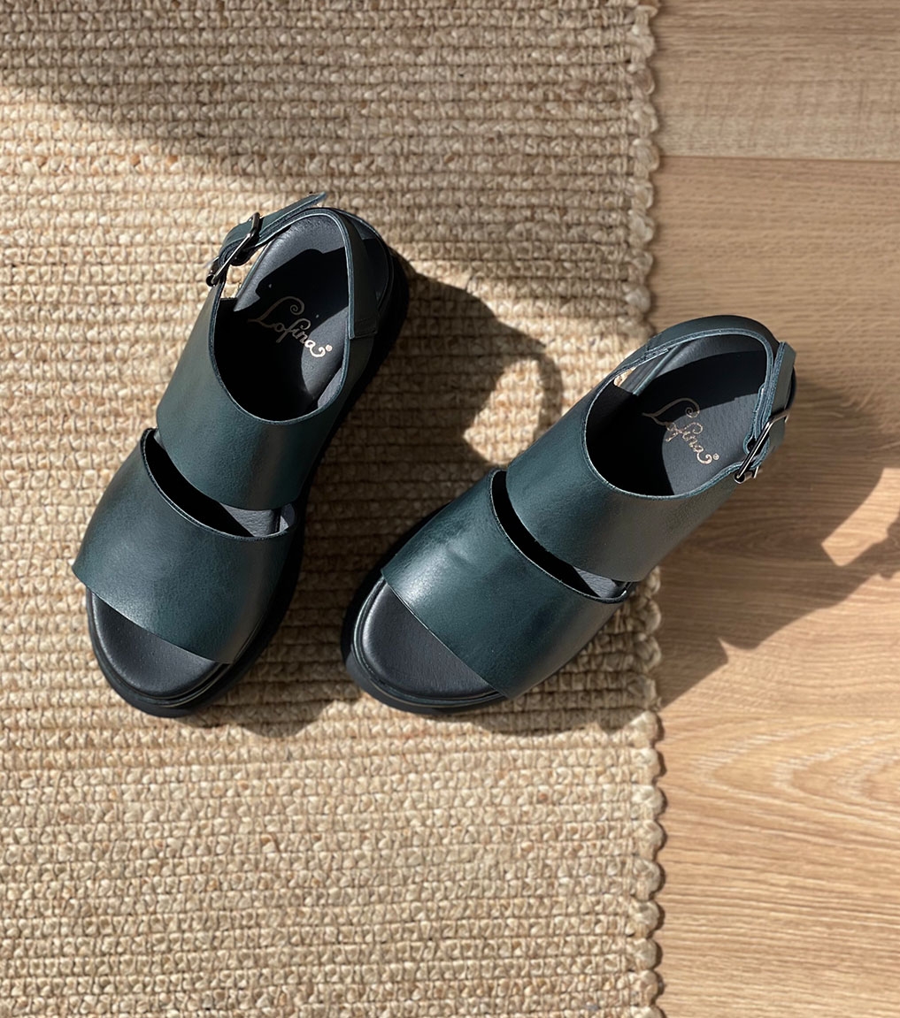 Ethical women sandals Lofina 2025 ottanio blue leather