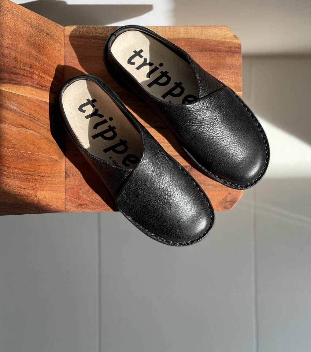 Slip on clogs Trippen Always f black ethical leather