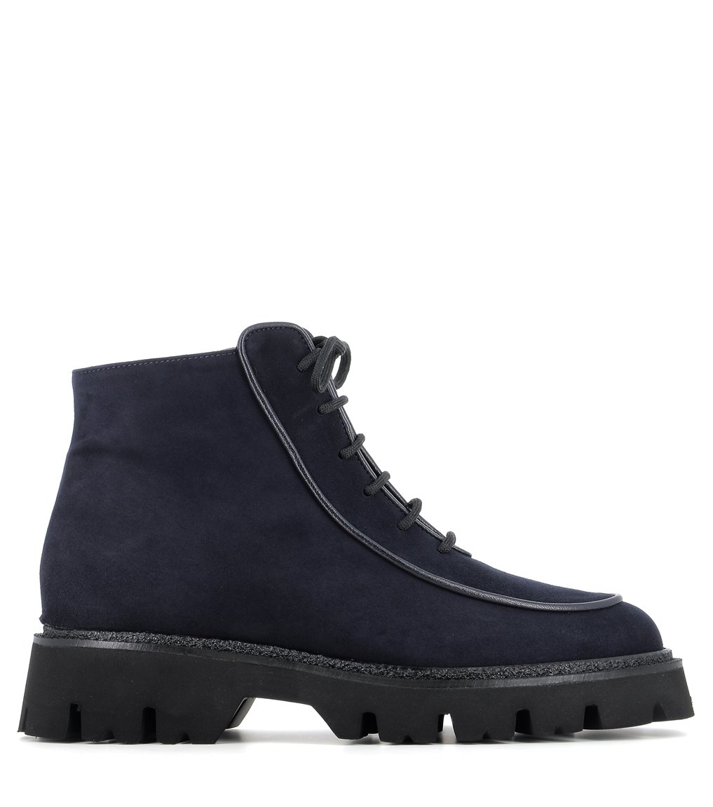 Boots bleu marine cuir deals