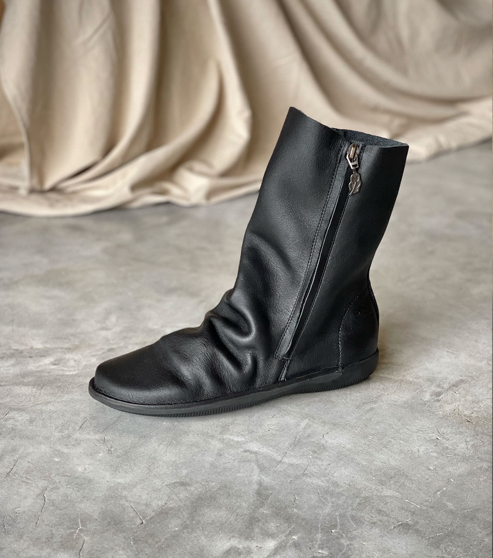 boots natural 68111 cuir lisse noir