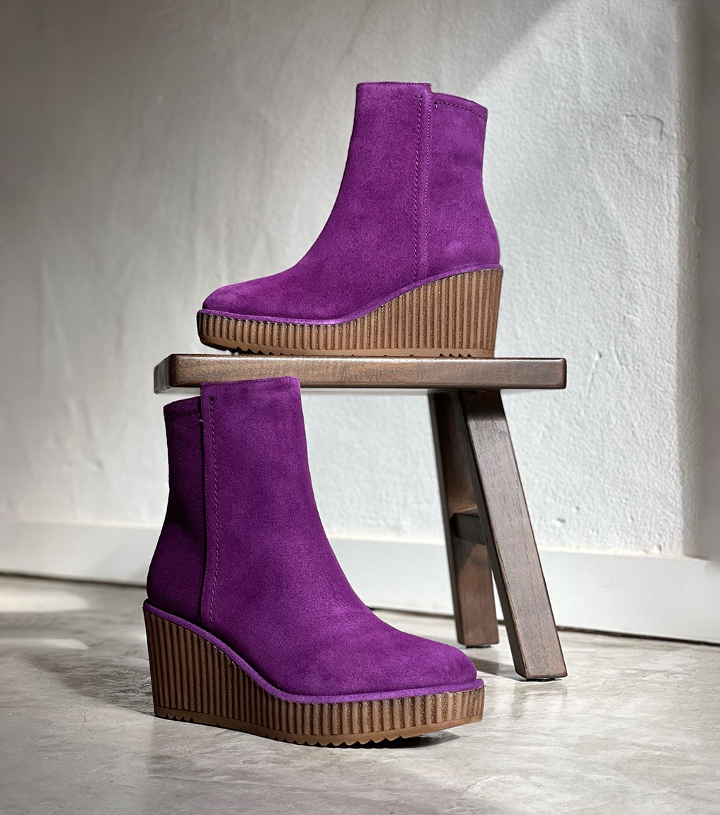 Boots compens es originales Pons Quintana Claudia 10182 cuir violet