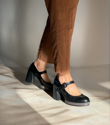 Womens MAYLA platform MaryJane / Black leather | Tops For Shoes