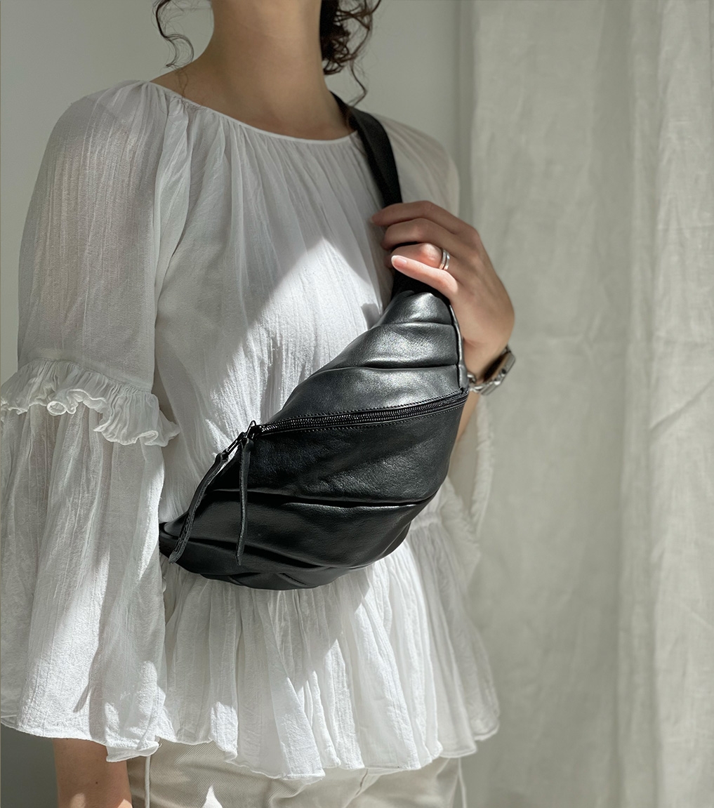 Bolso original de mujer Trippen Snakebelt en cuero ecol gico negro