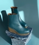 botines de cuña claudia 10182 azul petroleo