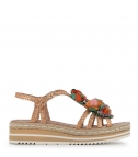 sandales milan 9785 or rosé fleurs