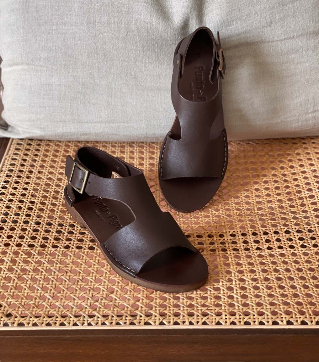 Italian women's sandals Punto Pigro San 201 ebano brown soft