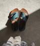 sandals lockdown teal blue
