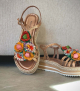 sandales milan 9785 or rosé fleurs