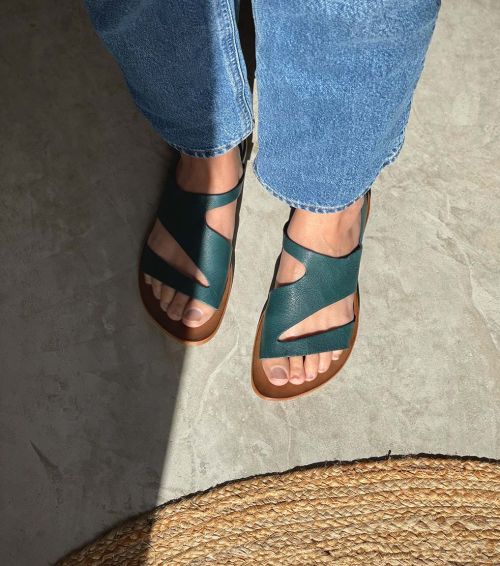 sandals lockdown teal blue