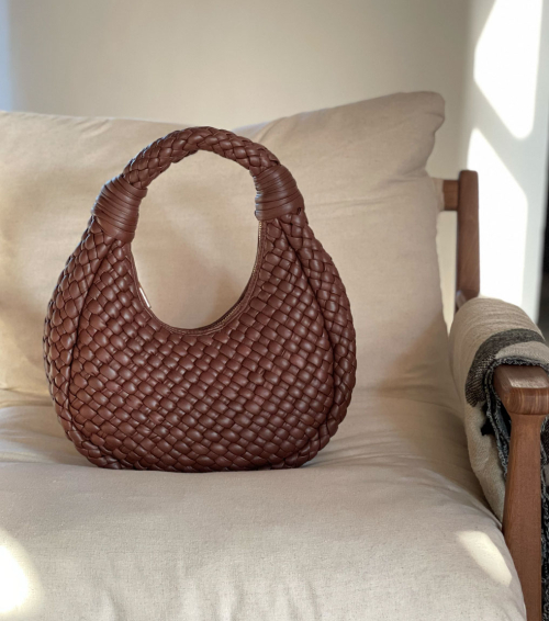 bolso trenzado v14 caoba marron