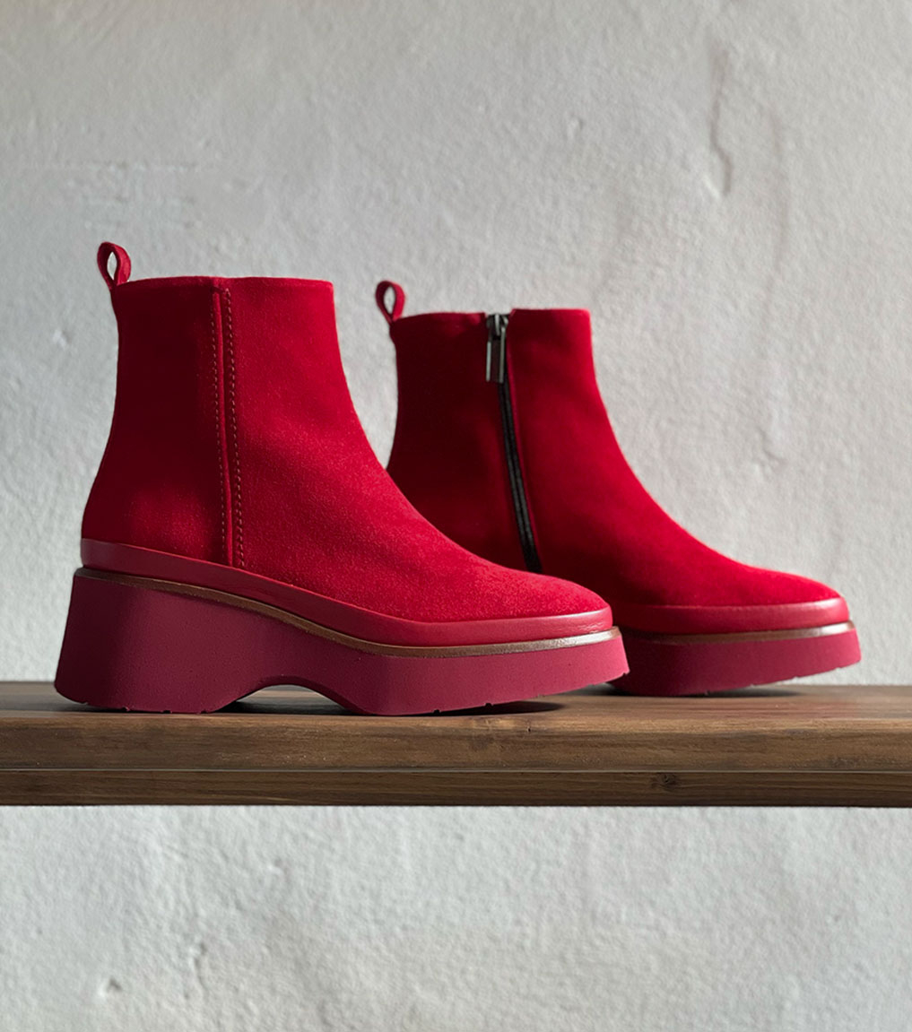 Boots compensées rouges Pons Quintana Raquel 10988 cherry
