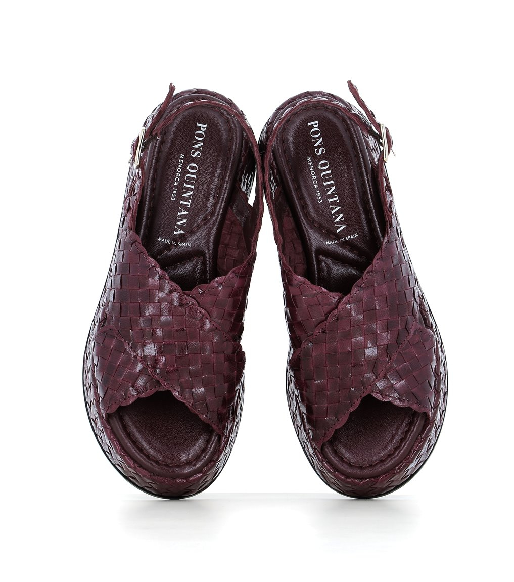 Elegant plum leather sandals Pons Quintana Maui 10829