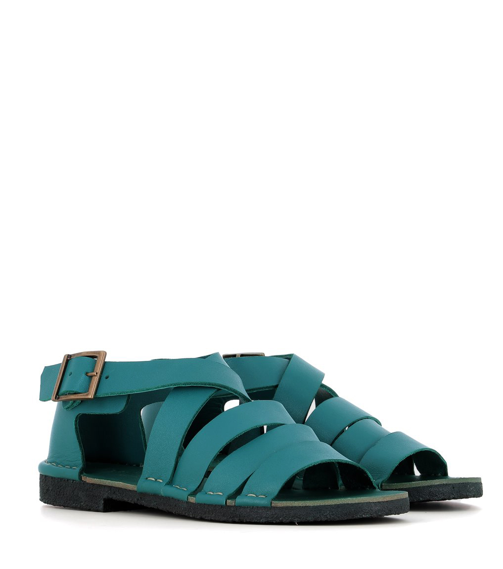 靴 PUNTO PIGRO Open Toe Sandals Soft leather women's sandals Punto Pigro San 202 turquoise