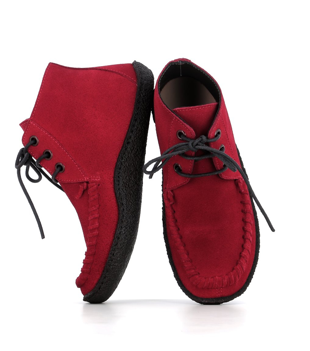 Boho chic mocassin boots in red suede - Punto Pigro HRN 03