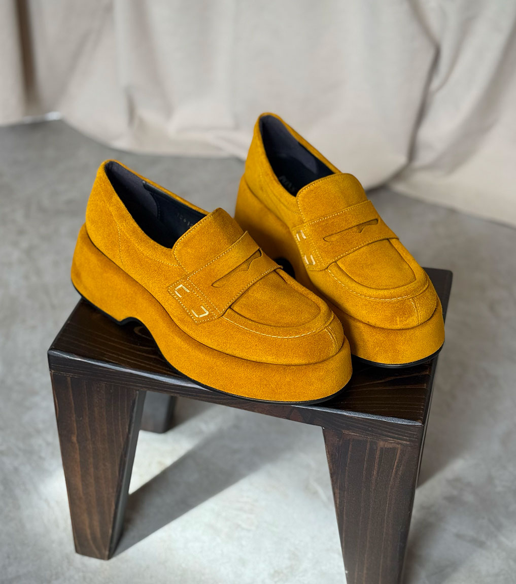 Stylish wedge loafers Pons Quintana Fliper 10612 senape yellow