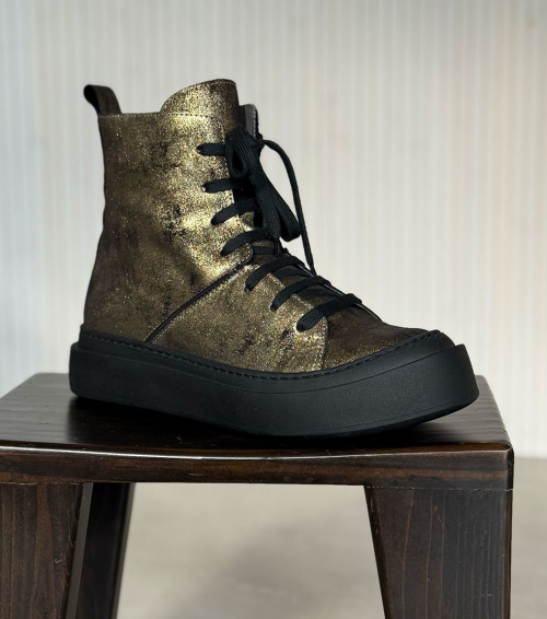 high sneaker 8282 curve patinated bronze gold