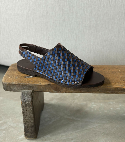 sandales tressées san 102 marron cobalt
