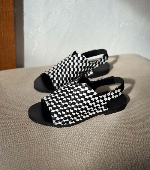 sandalias trenzadas san 102 negro blanco
