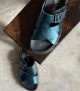 slip-on sandals 7077 laminato peacock blue