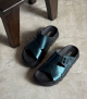 slip-on sandals 7077 laminato peacock blue