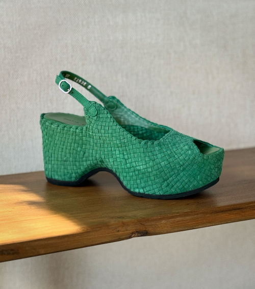 sandalias cuña delhi 9243 velvet verde