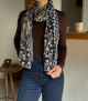 fular lino jeans floral azul