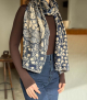 scarf lino jeans floral blue