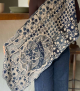 foulard lino jeans floral bleu