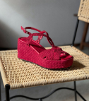 sandalias cuña ankara 10280 rojo fucsia