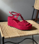 sandales compensées ankara 10280 rouge fuchsia