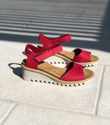 Bright red sandals on sale