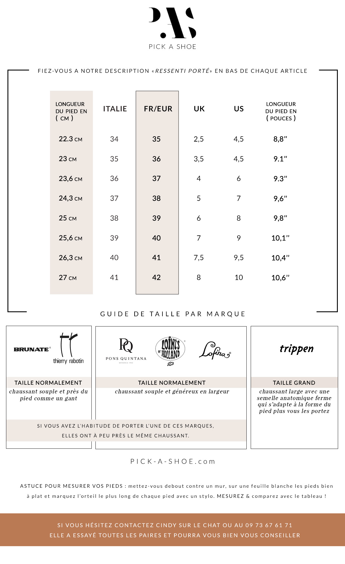 Guides des tailles