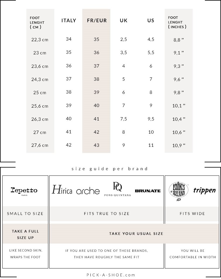 French Blu Size Chart